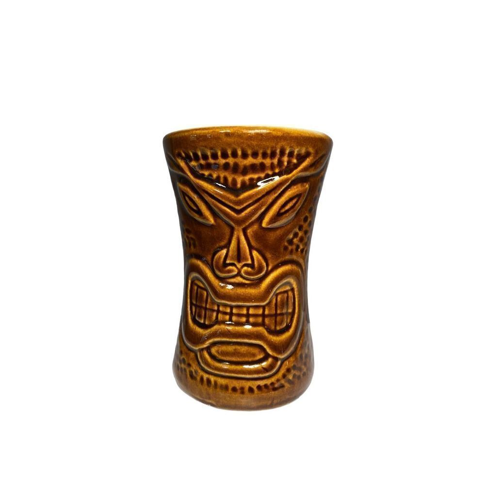 Vintage brown ceramic Daga tiki mug